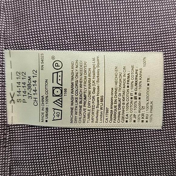 Men's Banana Republic Grant Fit Non-Iron Shirt, Deep Purple/White, Small, EUC - Picture 6 of 6